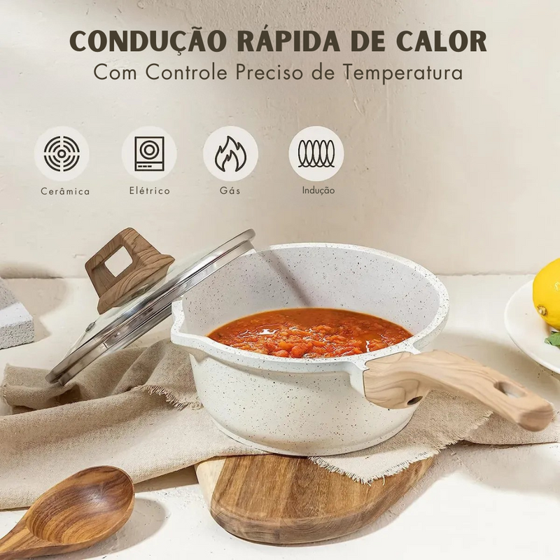 [Conjunto Aravita] 4 Panelas Antiaderente com Revestimento de Granito + BRINDE: 2 Organizadores Duplos