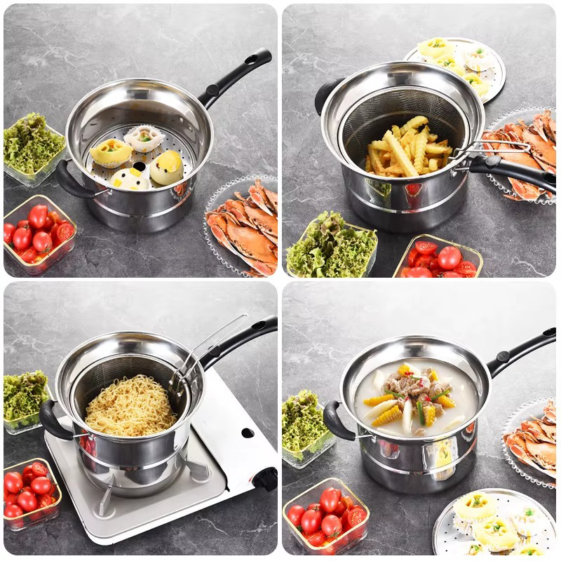 [Leve 2 Pague 1] Mega Panela ChefLar de Inox 5 em 1 Multifunções - À Prova de Explosões + BRINDE: Kit Utensílios