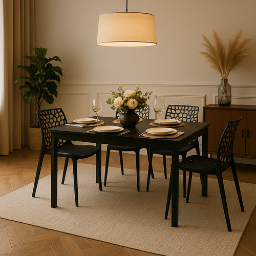 Conjunto Mesa Jantar Moderna 120x90 Industrial + 4 Cadeiras